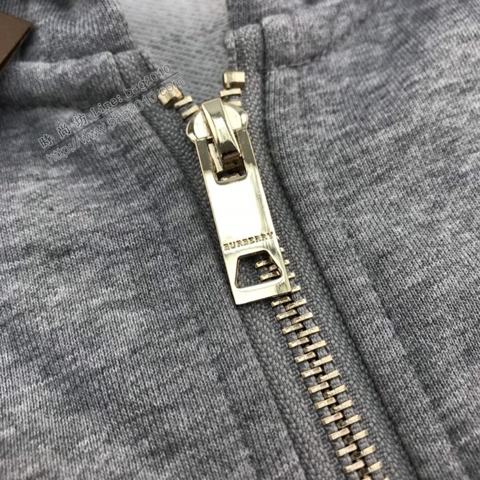 Burberry男裝 巴寶莉秋冬經典拼格紋棉質拉鏈帽衫 BBR拉鏈衛衣外套 男女同款  ydi3275